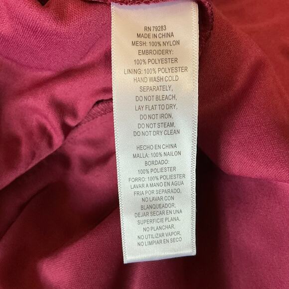 Alex Evenings Women's Cocktail Dress Size 14W Red Embroidered A-Line Midi - Picture 11 of 14